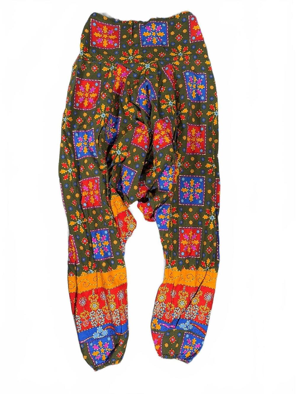 Handmade Colorful Floral Harem Pants from Thailand Parachute Women's Size Small